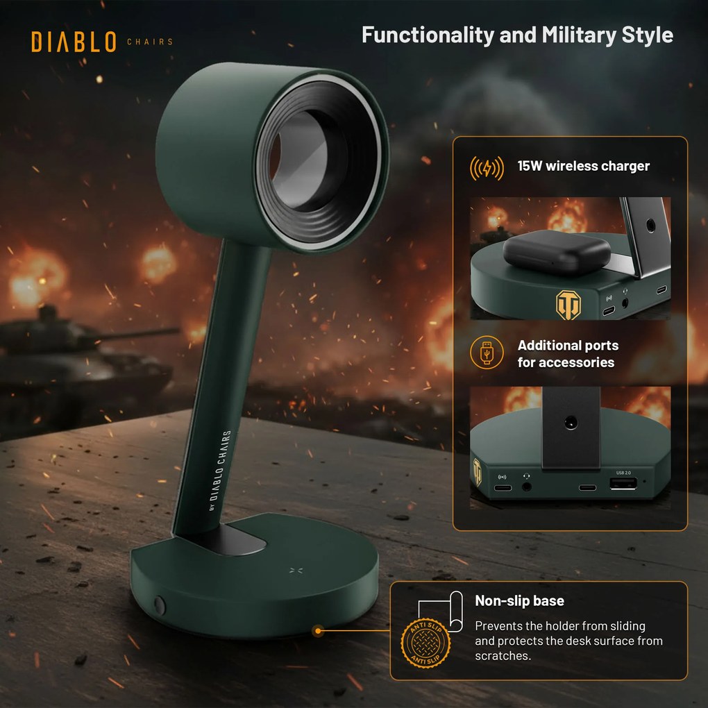 Stojan na slúchadlá World of Tanks RGB