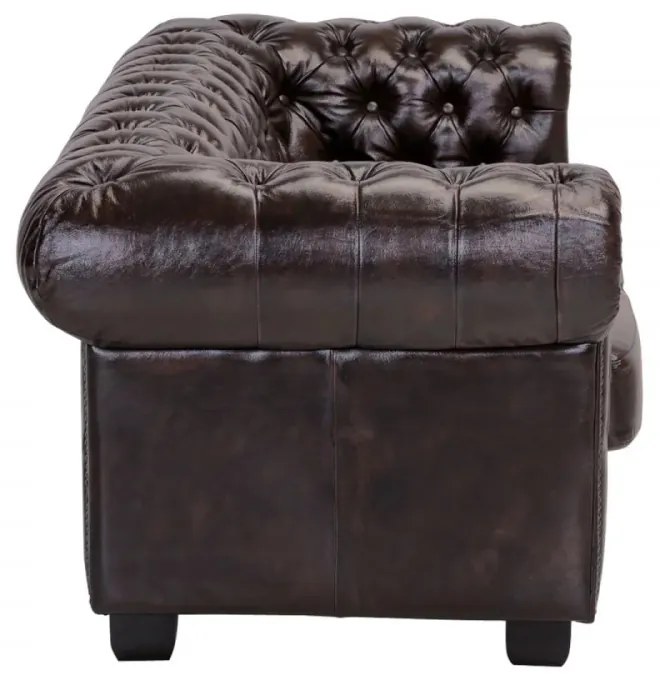 furniture-nabytek.cz - Trojmiestna pohovka Chesterfield z pravej kože, hnedá – 200×90×72 cm
