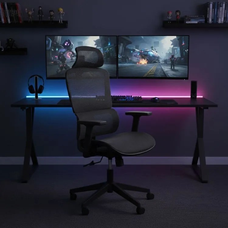 Kancelárska otočná stolička s ergonomickým nastavením výšky, čierna