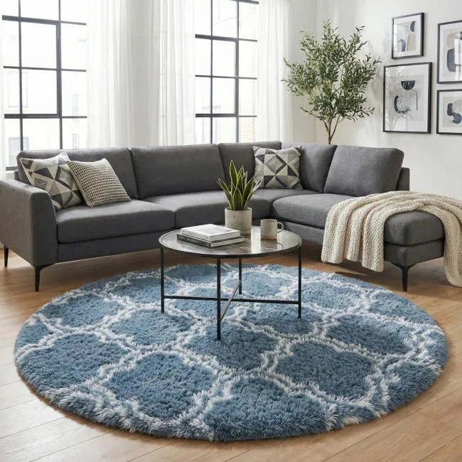 Protišmykový koberec DECOR strieborný kruh