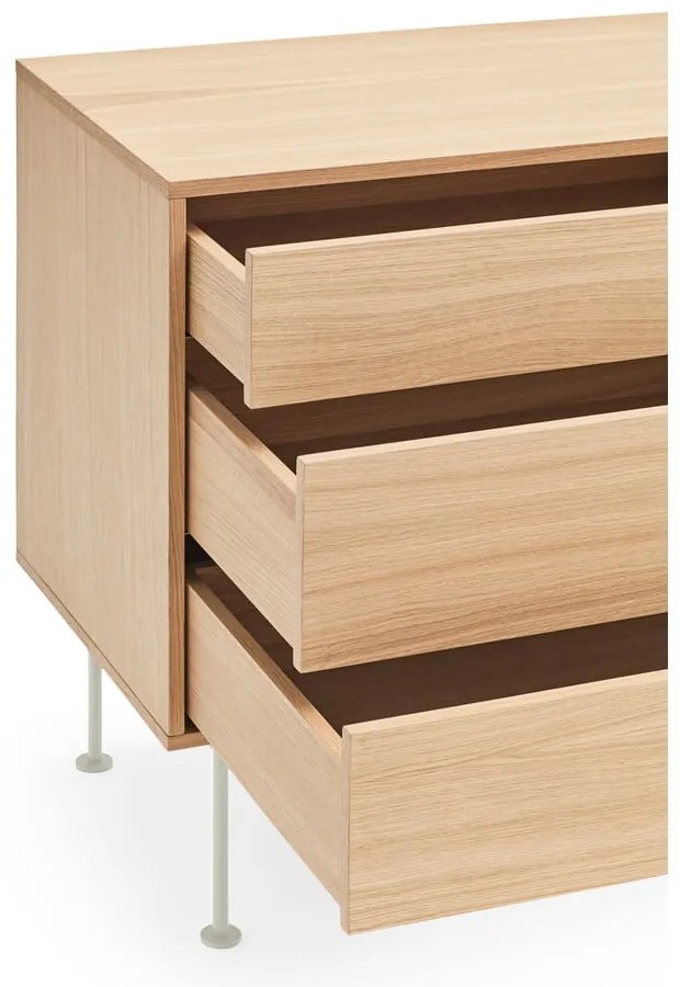 Krémovobiela komoda v dubovom dekore Teulat Yoko, šírka 180 cm