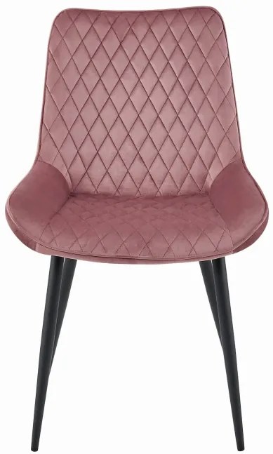 Set štyroch jedálenských stoličiek VERDO zamatové ružové / čierne nohy (4 ks)