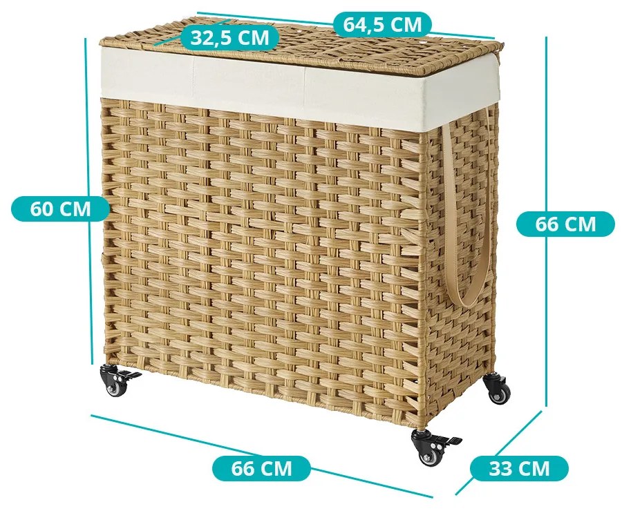 Plastový kôš na bielizeň 66 x 33 x 66 cm