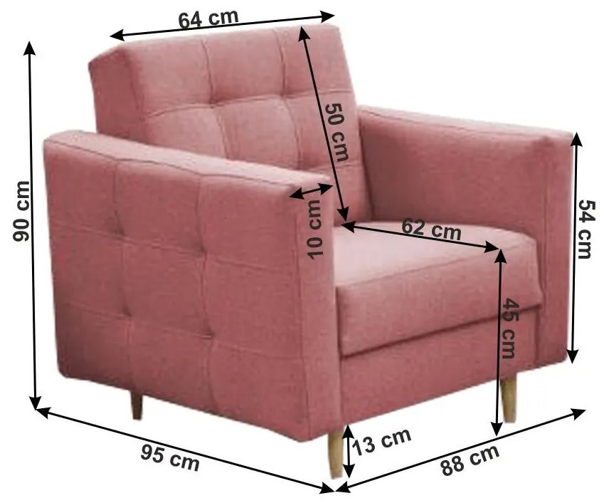Tempo Kondela Celočalúnené kreslo, staroružová látka, AMEDIA