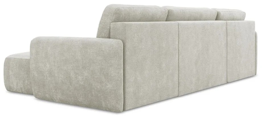 Krémová ženilková rozkladacia/s úložným priestorom rohová pohovka (do tvaru "U") Lilo – Makamii