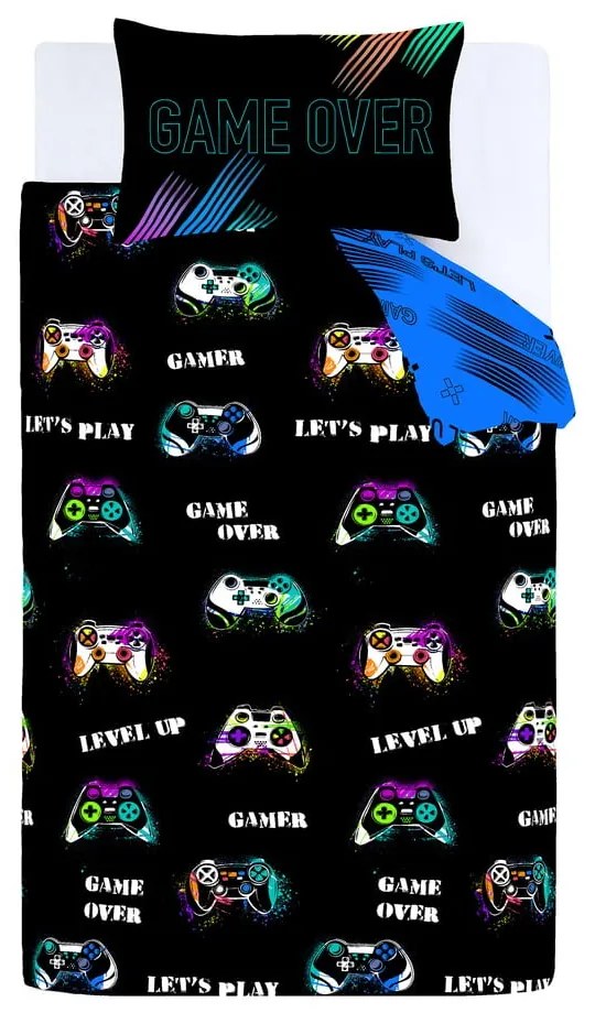Čierne detské obliečky na dvojlôžko 200x200 cm Game Over – Catherine Lansfield