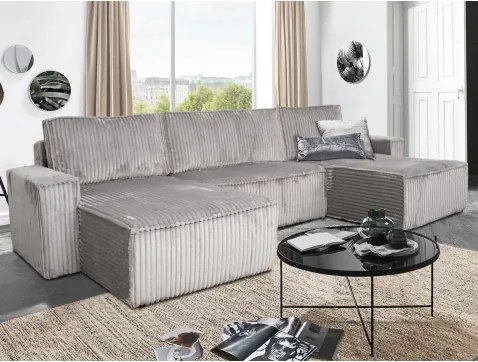 Sedacia súprava Vichy, tvar U, svetlo šedá štruktúrovaná látka%