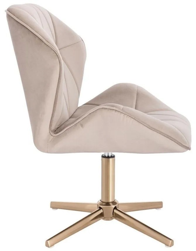 LuxuryForm DESIGN Stolička MILANO MAX VELUR na zlatom kríži - latte