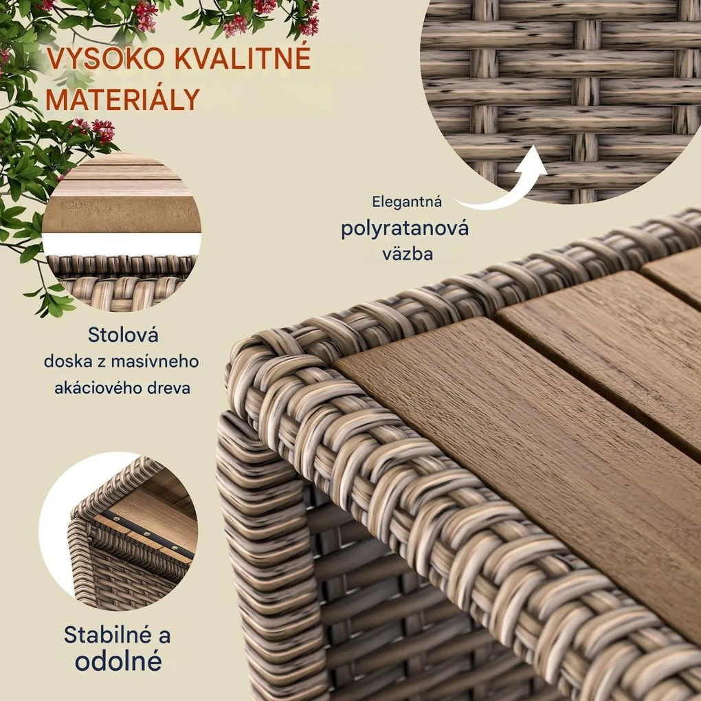 InternetovaZahrada Ratanový stolík 40x45x45 cm - béžový