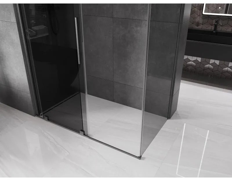 Mexen Velar, sprchový kút s posuvnými dverami 150 x 90 cm, 8mm šedé sklo, grafit brúsený, 871-150-090-41-66