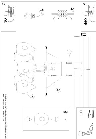Sollux SL.1145 - Luster na tyči FILLAN 5xE27/60W/230V čierna