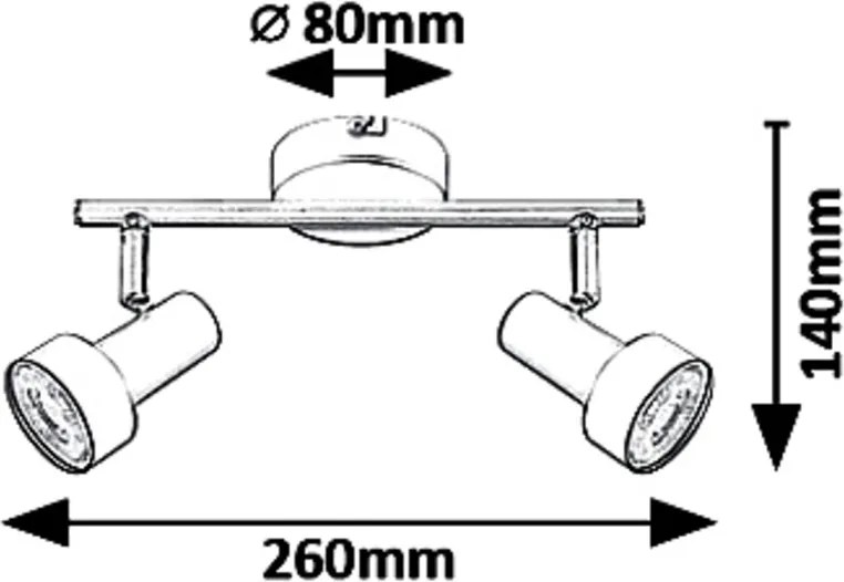 Rabalux KONRAD prisadené stropné bodové svietidlo 2x50W | GU10 | IP20 - nastaviteľné, čierna