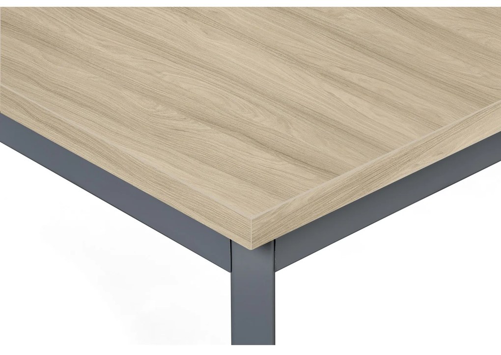 Jedálenský stôl TRIVIA, tmavo sivá podnož, 800 x 800 mm, dub prírodný