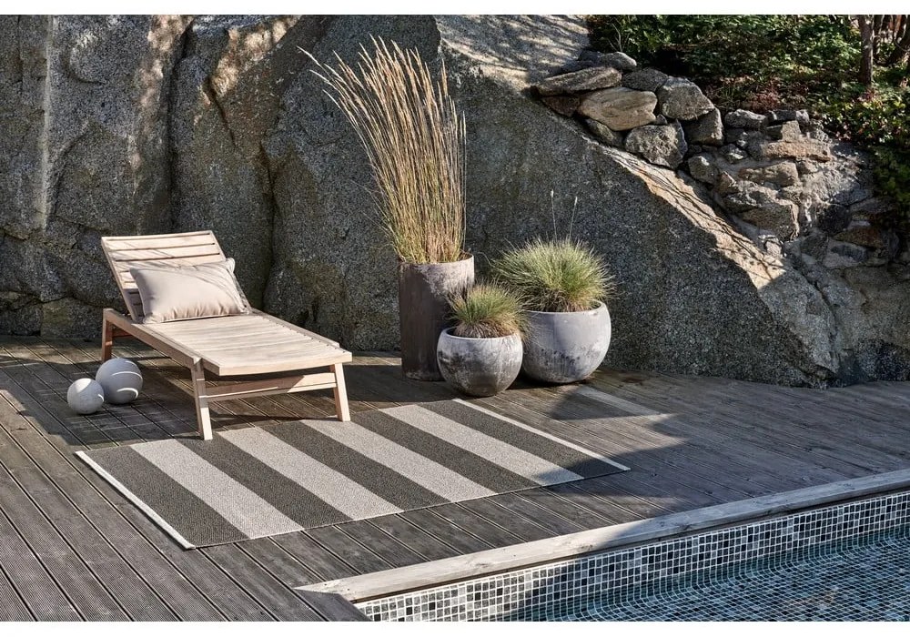 Antracitovo-krémový vnútorný a vonkajší behúň 70x150 cm Bob Charcoal Linen – Pappelina