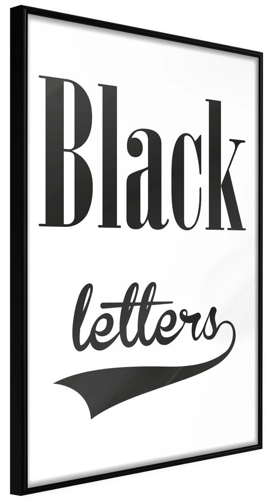 Artgeist Plagát - Black Letters [Poster] Veľkosť: 30x45, Verzia: Čierny rám s passe-partout
