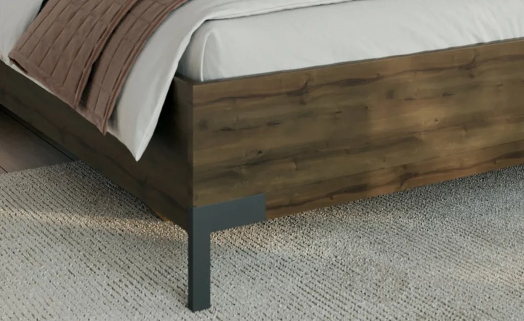 Posteľ s nočnými stolikmi Barea 180x200, béžová/dub atlantic