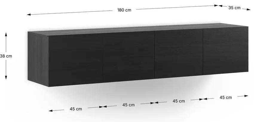 Čierny TV stolík 180x38x35 cm Daroca – Marckeric