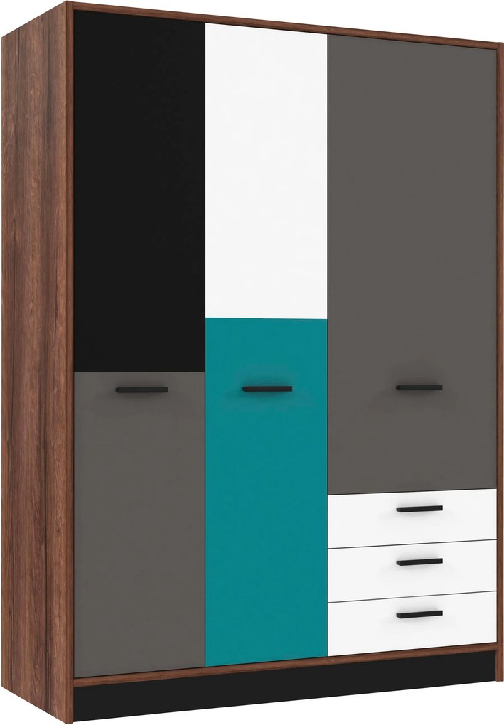 XXXLutz ŠATNÍKOVÁ SKRIŇA, sivá, zelená, čierna, biela, farba duba, 144/200/60 cm Carryhome - Skrine - 000687018811