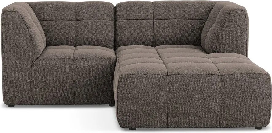 Hnedá rohová pohovka z textílie buklé (pravý roh/s leňoškou) Aloha – Makamii