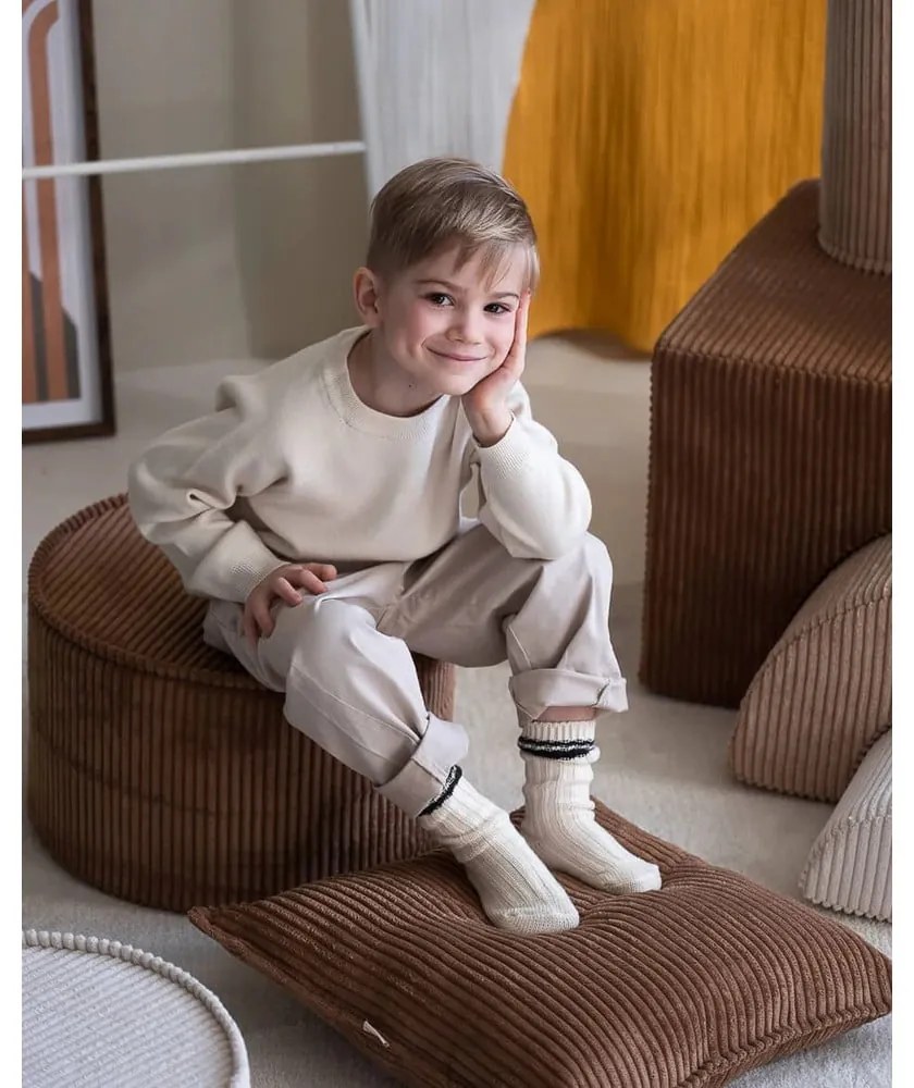 Hnedý menčestrový detský pohovkový vankúš Block – Wigiwama