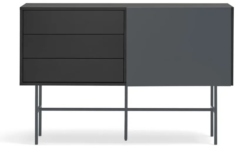 Čierna/antracitová nízka komoda s posuvnými dverami 140x91 cm Nube – Teulat