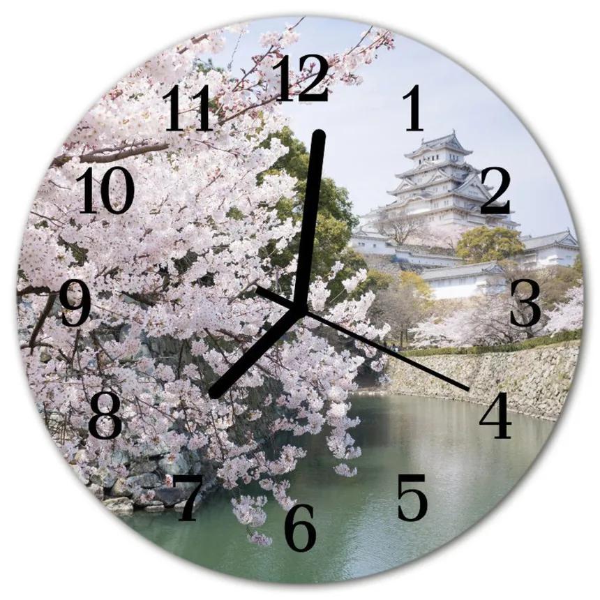 Nástenné sklenené hodiny Čerešne fi 30 cm
