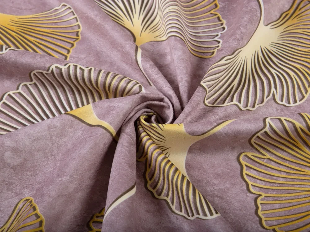 Biante Zamatový štvorcový obrus Tamara TMR-001 Ginkgo lístky na staroružovom 60x60 cm