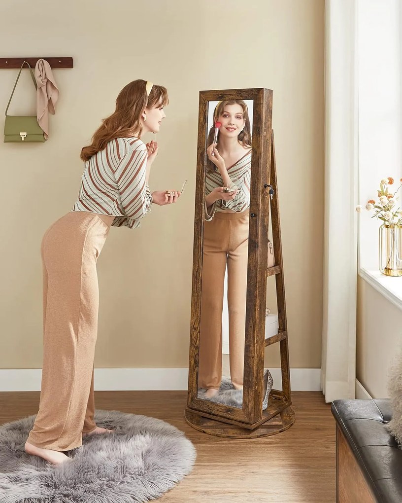 Otočná šperkovnice se zrcadlem Pure 161 cm hnědá