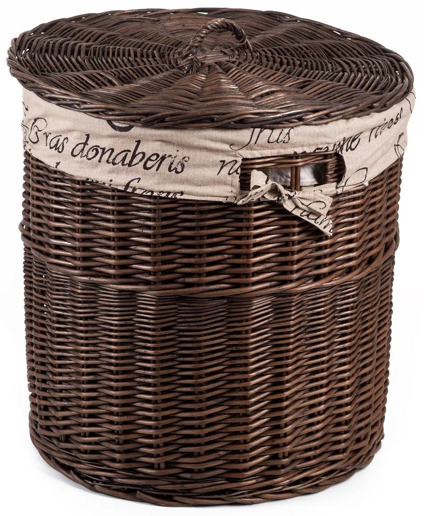 Kôš na bielizeň prútený Provence s látkou Lino V.priemer 50 x v. 50(cm)