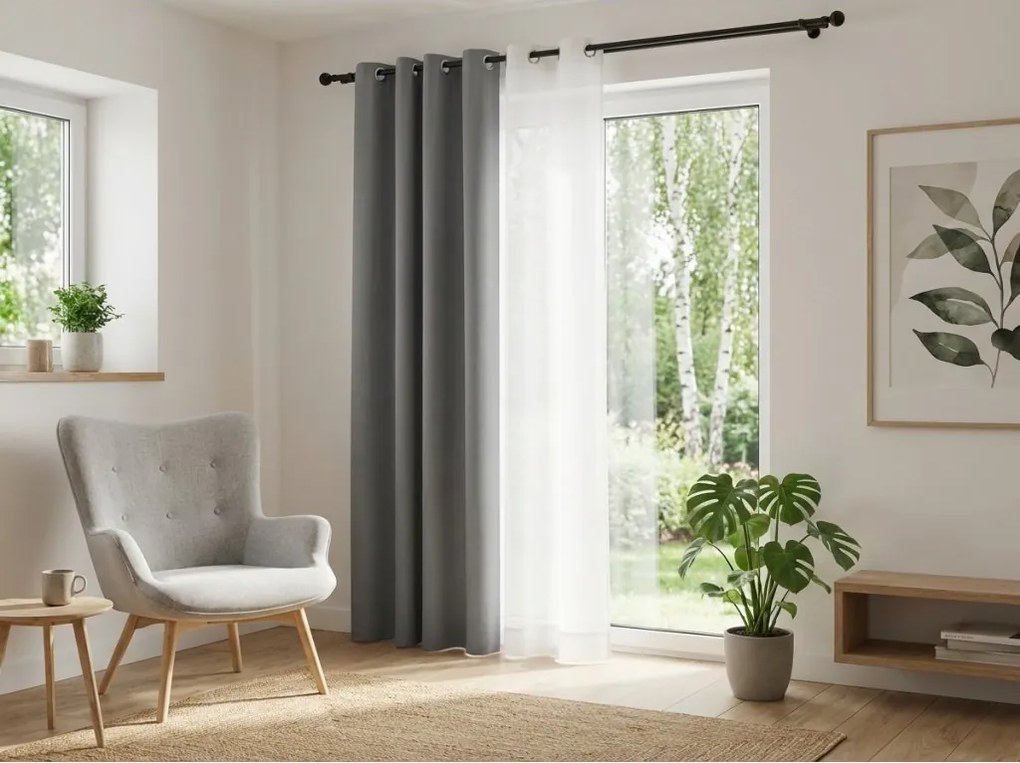 Svetlosivý záves OXFORD 140x270 cm Zavesenie: Riasiaca páska