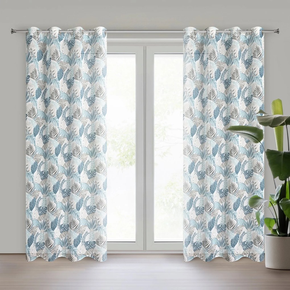 ZÁVES NA KRÚŽKOCH AMELA 140X250 CM LISTY