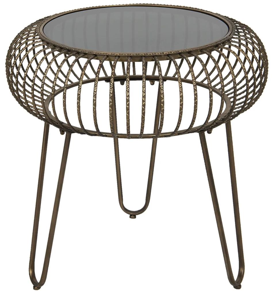 Kovový odkladací stolík Fabio so sklenenou deskou- 48 * 47 cm