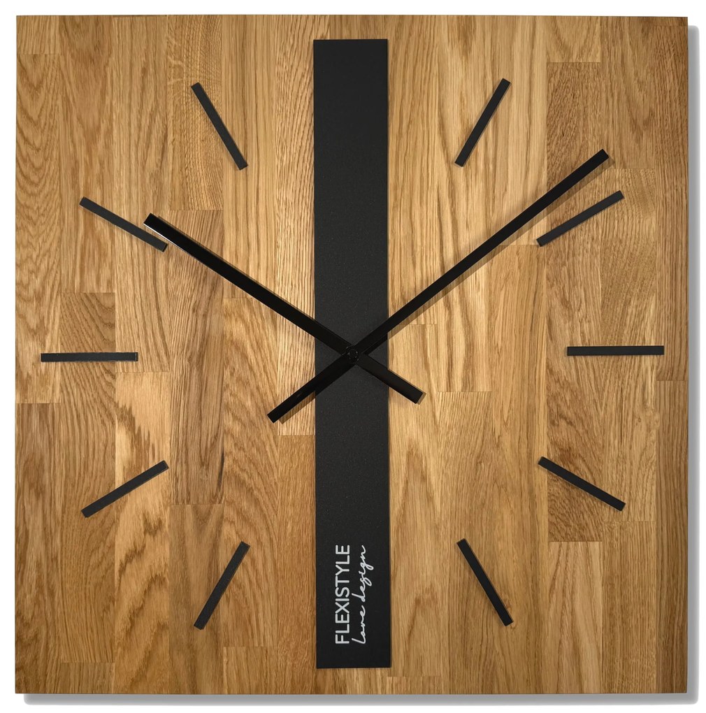 Dekorstudio Elegantné drevené hodiny DUB klasik SQ 50cm - čierne