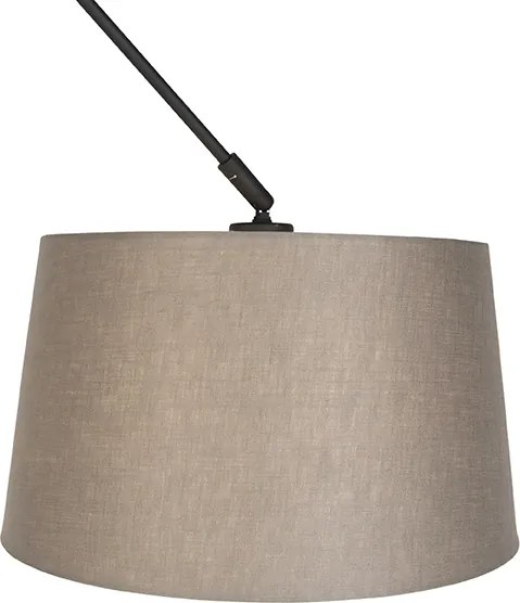 Závesné svietidlo čierne s tienidlom z ľanu taupe 35 cm - Blitz
