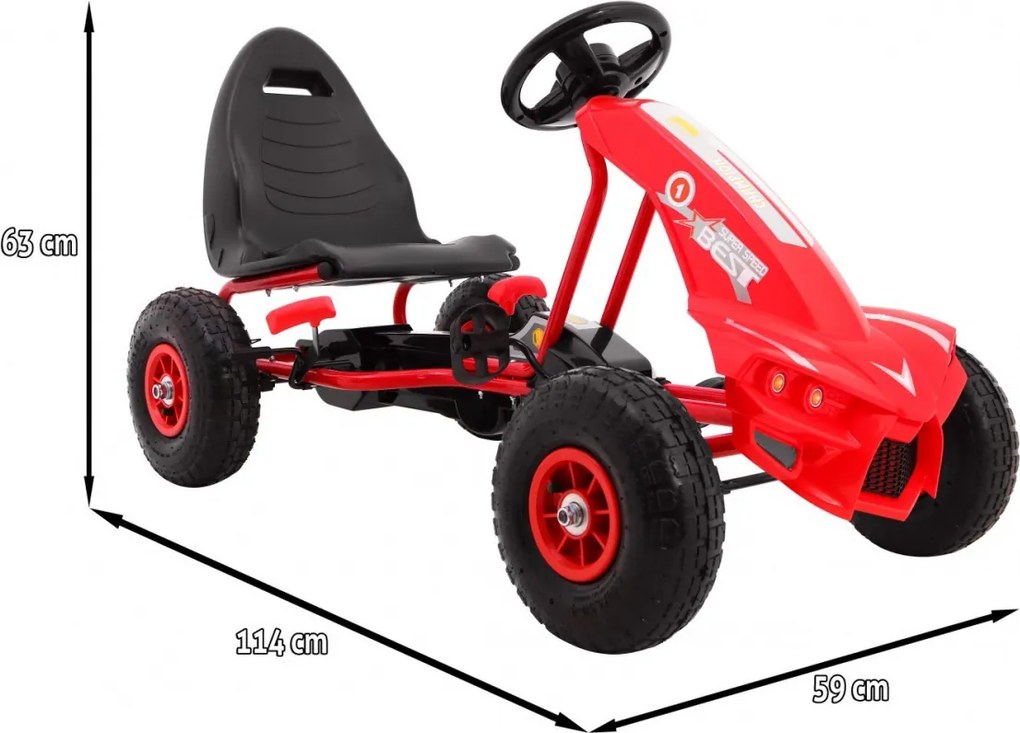 Ramiz Motokára Champion pre deti 3+ Červená + Nafukovacie pneumatiky + Nastaviteľné sedadlo + Ručná brzda
