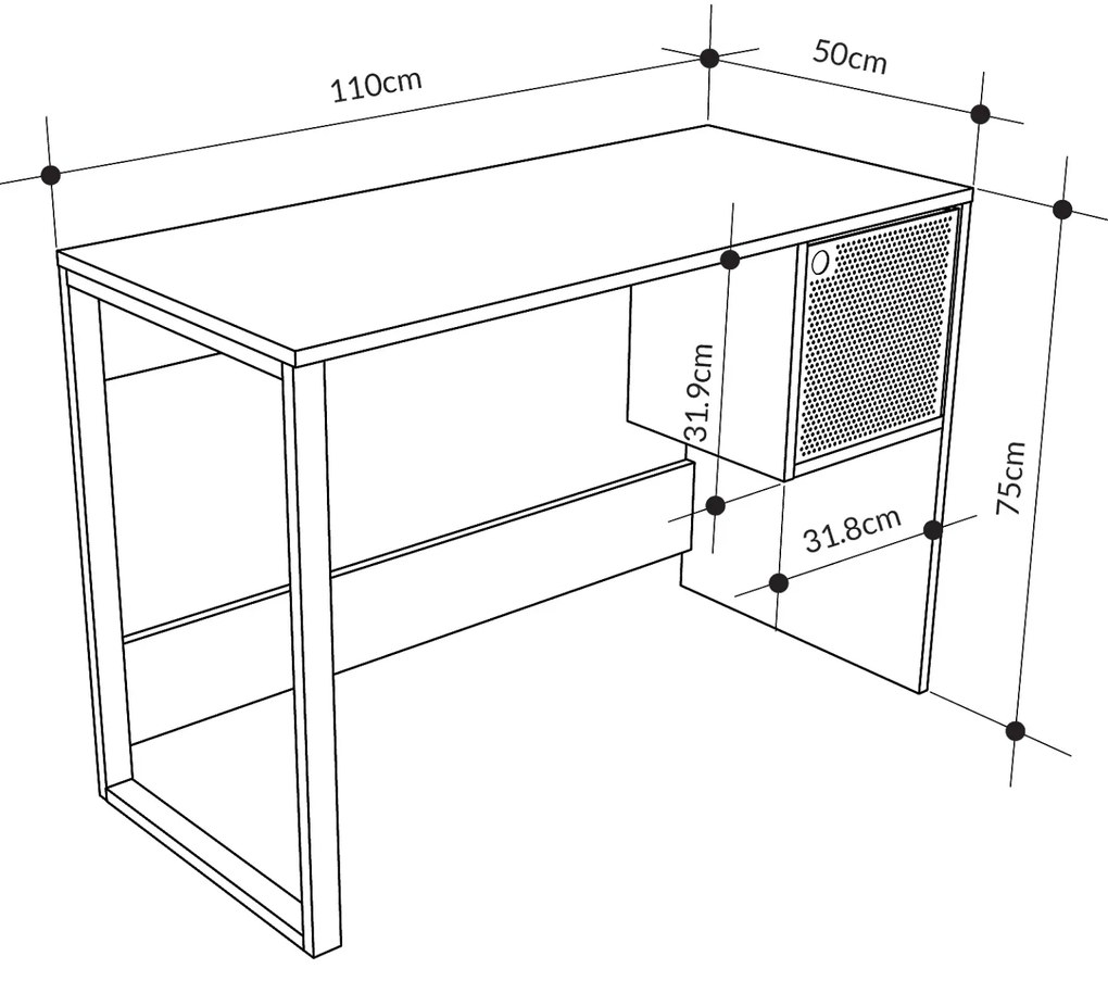 Písací stôl Houseland Indy M4 biely/dub safírový