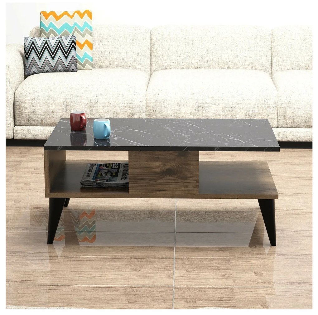 Fyrby prírodného drevy; mrymor Drevený konferenčný stolík Lidya 90 × 39,6 × 54 cm HANAH HOME