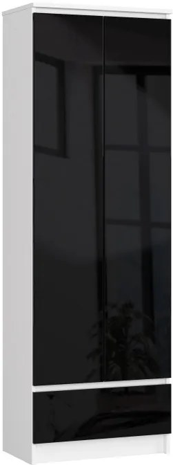 Uzavretý regál R60 2D 1SZ CLP biely / čierny lesk