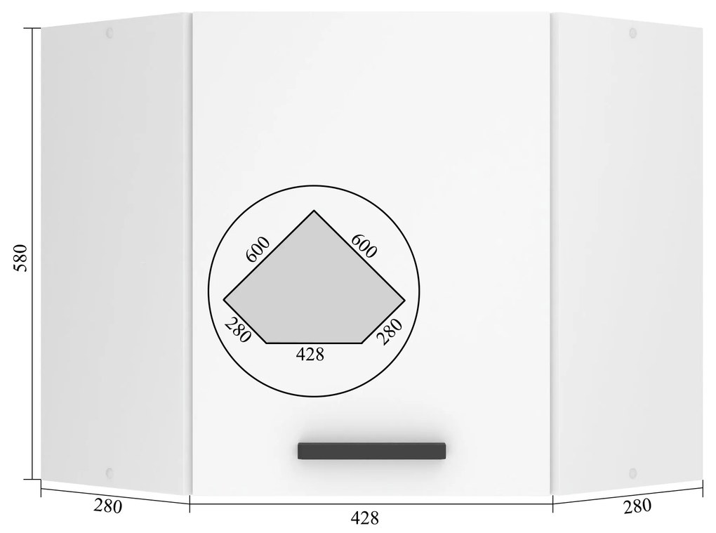 Kuchynská skrinka Belini Premium Full Version horná rohová 60 cm dub sonoma
