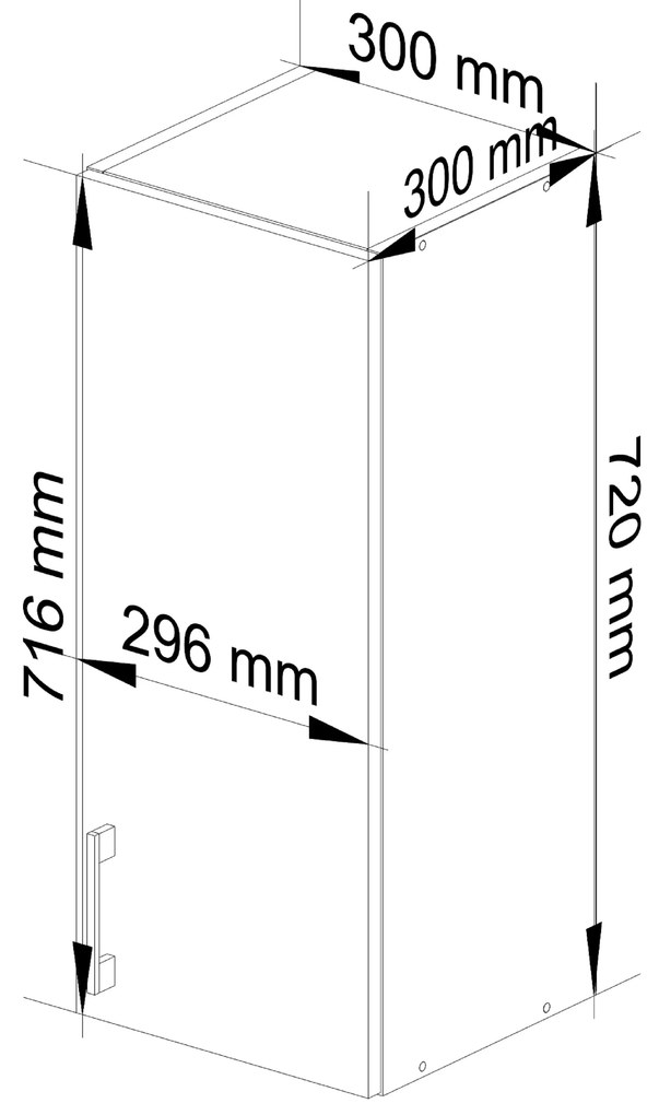 Horná kuchynská skrinka Lula W30 H720 (biela + dub sonoma). Akcia -16%. Vlastná spoľahlivá doprava až k Vám domov. 1069039
