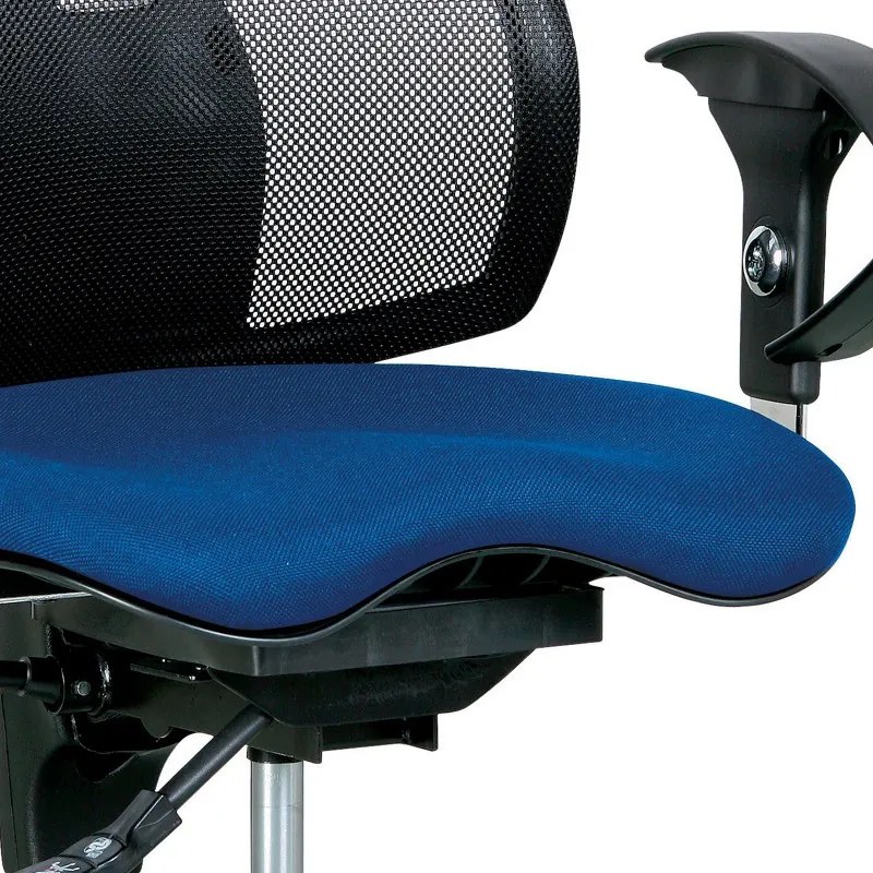 Topstar Zdravotná balančná kancelárska stolička EXETER NET s opierkou hlavy, modrá