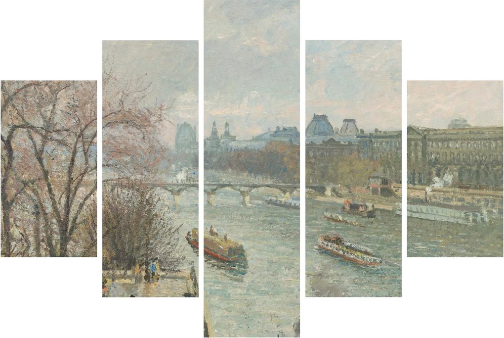 Obraz - Camille Pissarro, The Louvre, Afternoon, Rainy Weather, reprodukcia (150x105 cm)