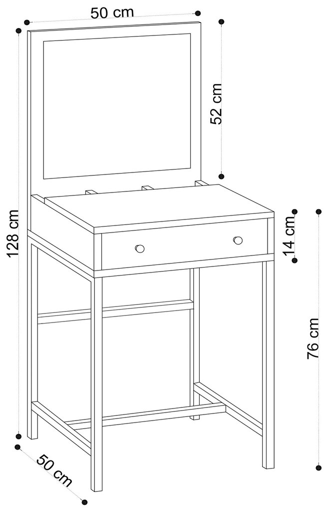 Toaletný stolík Olga dub čierny