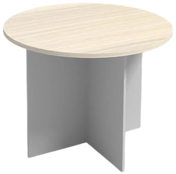 Rokovací stôl s guľatou doskou PRIMO GRAY, priemer 1000 mm, sivá/breza