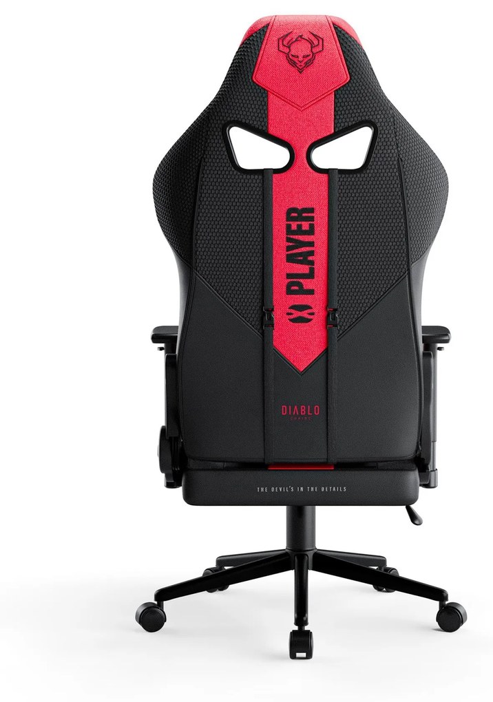 Herné kreslo s látkovým poťahom, veľkosť Small Size, karmínový-antracitový: Diablo X-Player 2.0