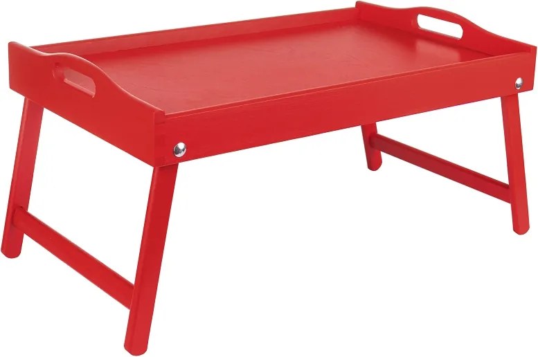 ČistéDrevo Drevený servírovací stolík do postele 50x30 cm červený