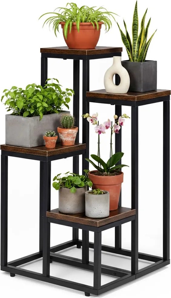 Stojan na květiny EVELIN II 67x35 cm hnědý/černý