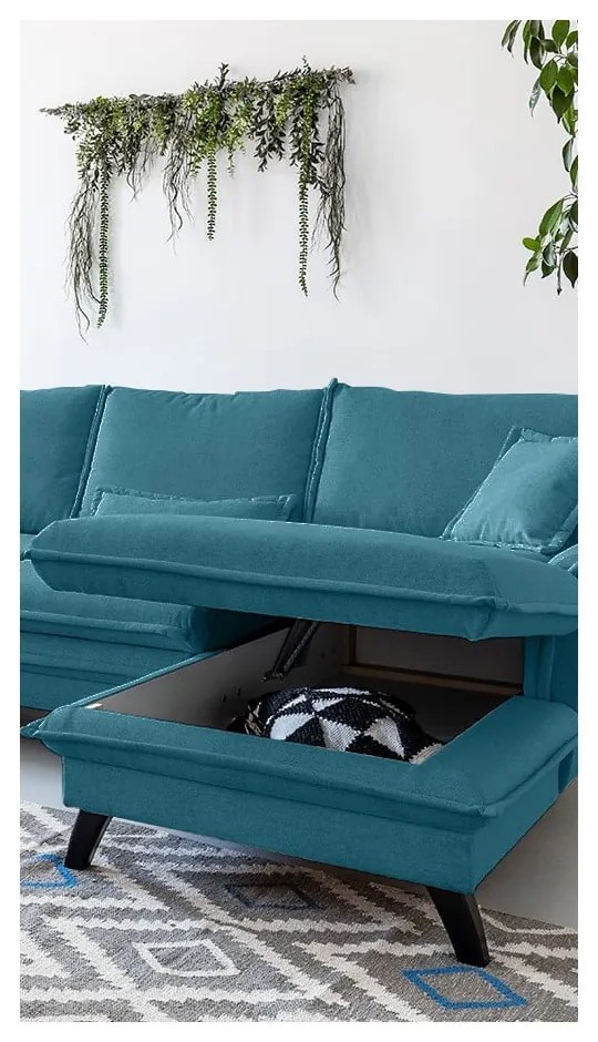 Tyrkysovomodrá rozkladacia rohová pohovka Miuform Charming Charlie, pravý roh