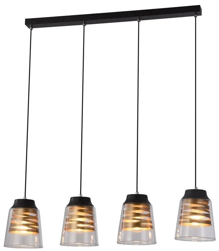 Candellux Čierno-zlatý závesný luster Fresno pre žiarovku 4x E27 34-78124