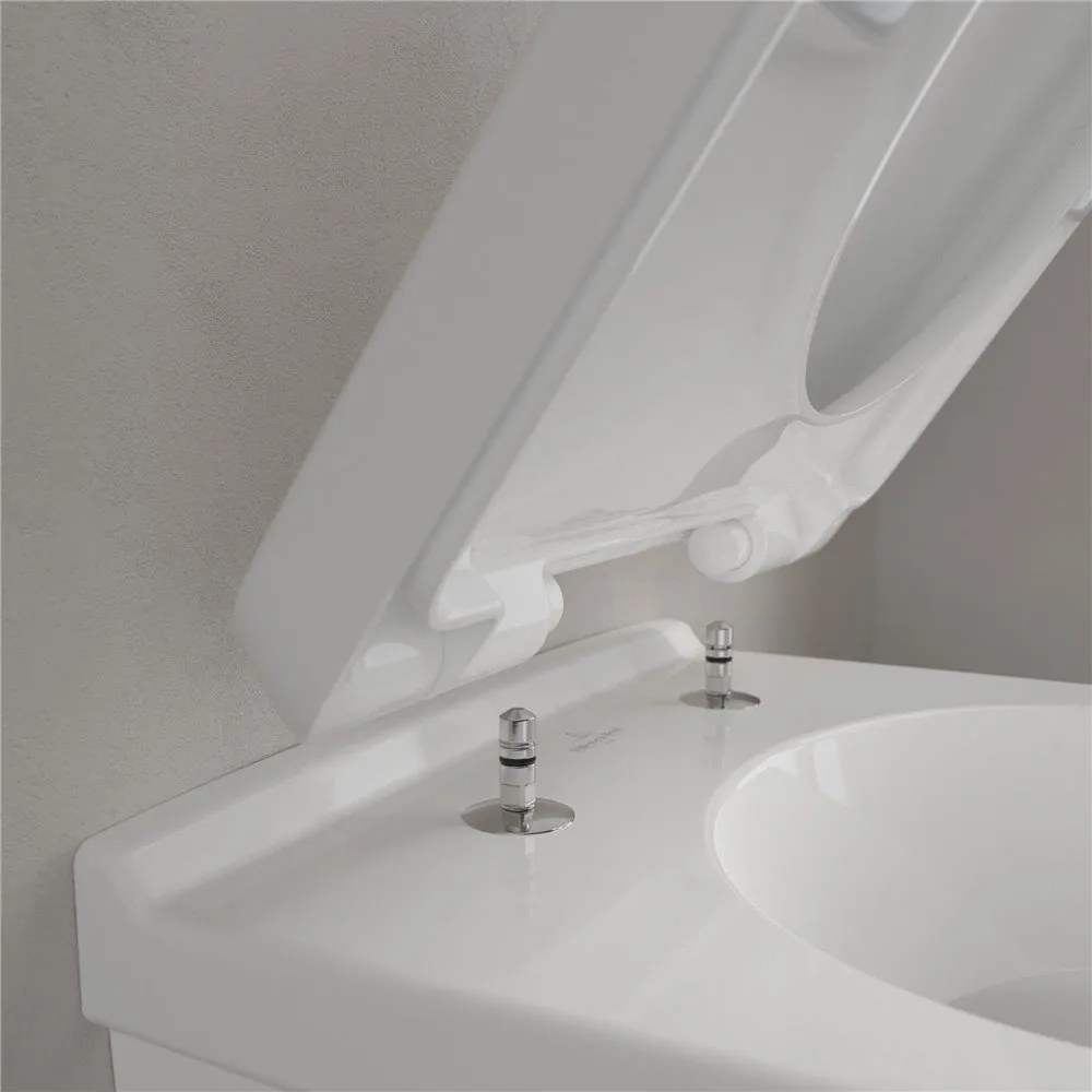 VILLEROY &amp; BOCH O.novo Compact Combi-Pack, závesné WC + WC sedátko s poklopom, s QuickRelease a Softclosing, biela alpská, s povrchom CeramicPlus, 5688H1R1